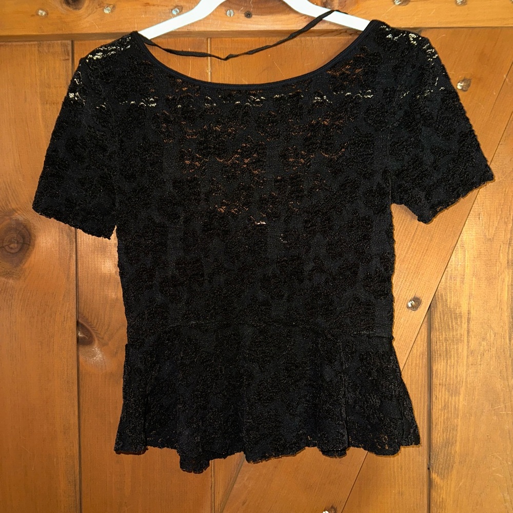 NWOT Free People Elegant Black Lace Peplum Women's Top Sz S